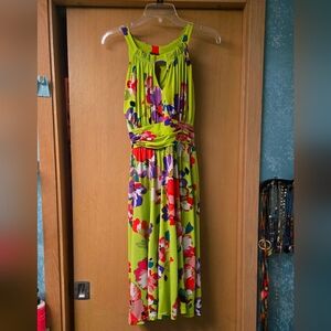 Madison Leigh Vibrant Floral Midi Halter Fit And Flare Dress